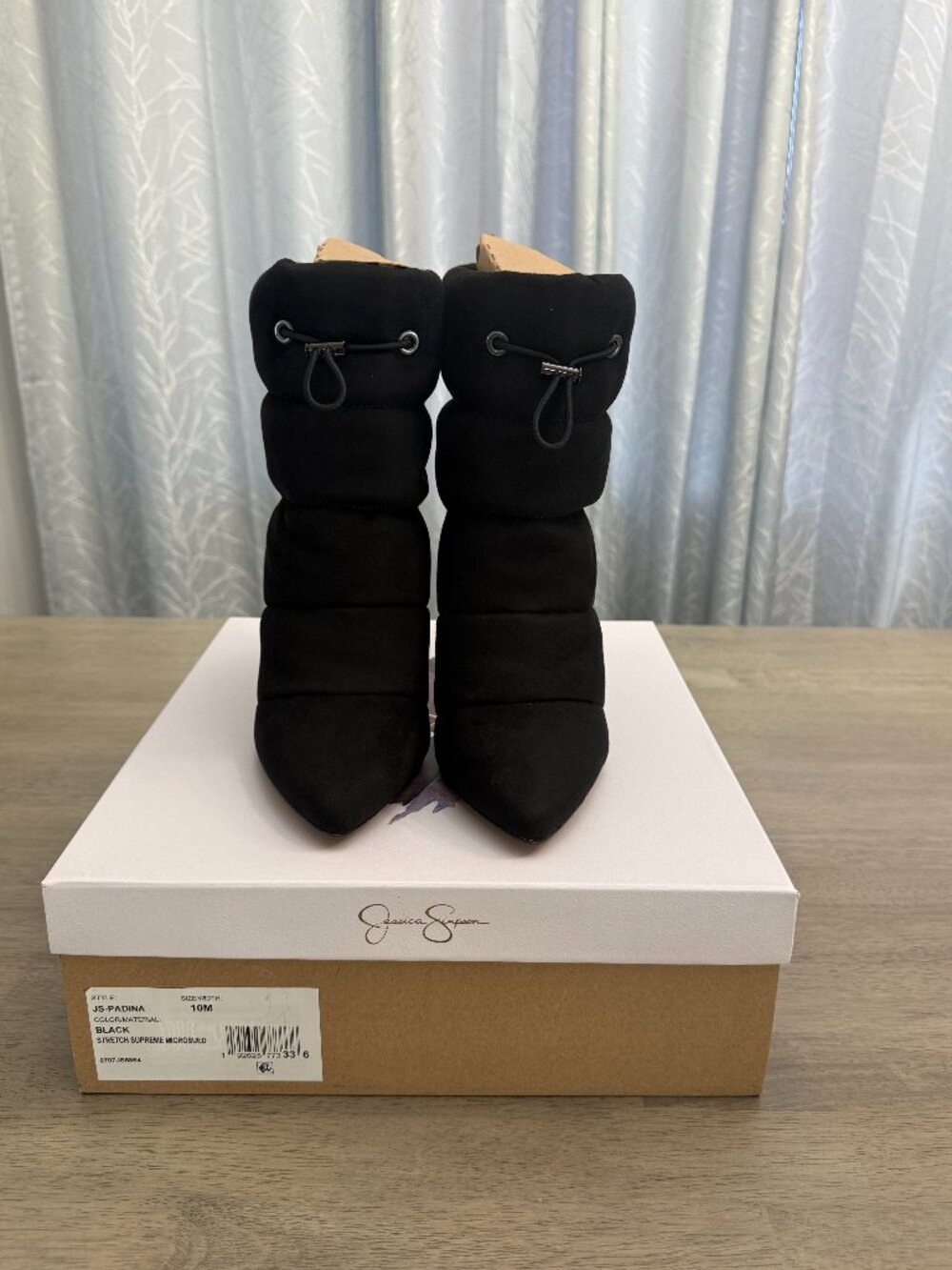 NWT Jessica Simpson Pointed Toe Quilted Puffer Stiletto Heeled Ankle Booties